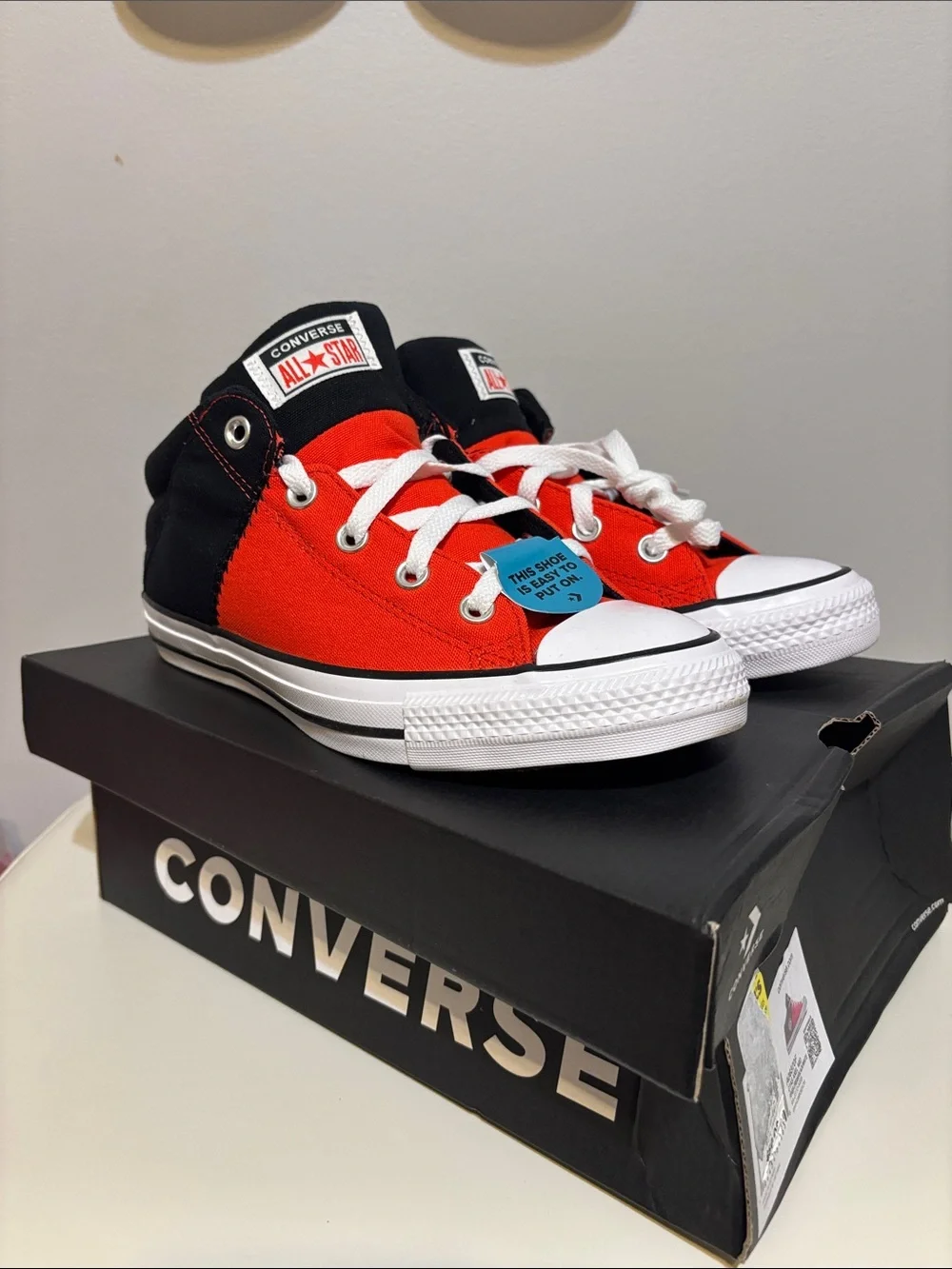 Converse High Top Sneakers in Red and Black